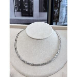 D'Orlan Rhodium Plated Necklace with Swarovski Crystals - 16-18" Length